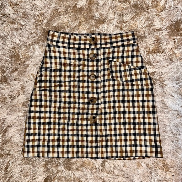 H&M Plaid Button Up Skirt